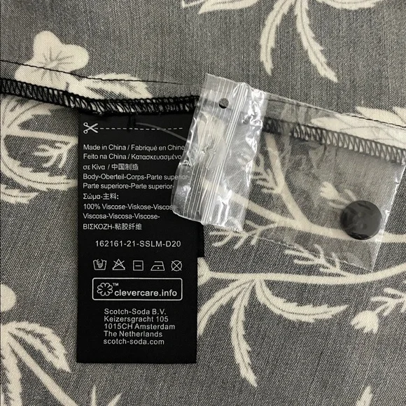 Scotch & Soda Floral Print Button Down Shirt Women's Medium Black White - Picture 12 of 15